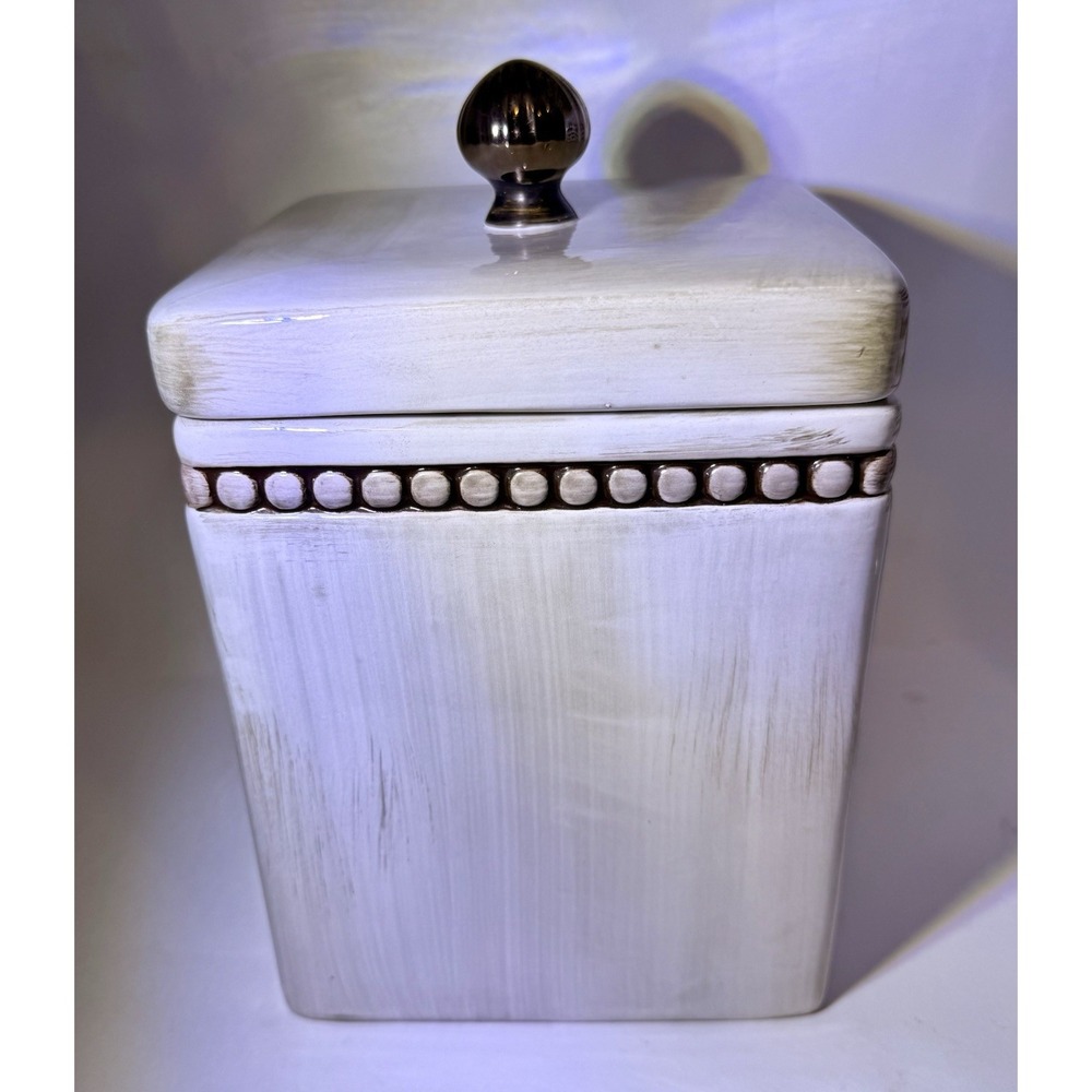 Godinger Beaded Canister Set of 2 Metal Scroll Stand Farmhouse - Picture 9 of 16